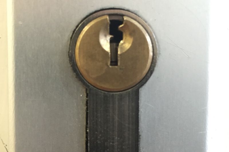 Euro profile cylinder lock in a door